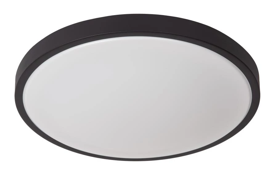 Lucide DASHER - Plafonnier Salle de bains - Ø 41 cm - LED - 1x24W 2700K - IP44- Détecteur De Mouvement & Jour/Nuit - Noir - éteint